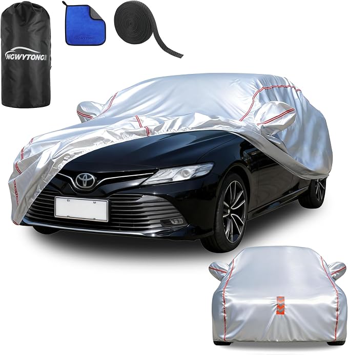 Waterproof All Weather Heavy Duty Vehicle Cover, 360° Underbody Wrap Windproof Design, Quick Install Outdoor Cover,（for Toyota Camry 2001-2025）