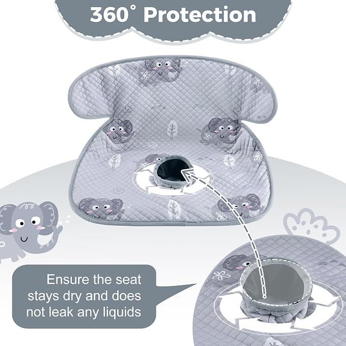 Car Seat Potty Training Protector - Waterproof Piddle Pad Car Seat Liner with Anti-Slip Backing, Travel-Friendly Machine Washable Cover for Baby Toddler Carseat, Stroller (Gray)