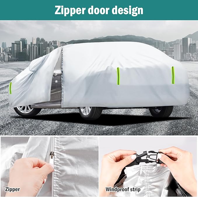 Car Cover Custom Fit for Toyota Camry 1996-2026, for Honda Accord 2001-2026, Waterproof All Weather for Automobiles Full Exterior Cover Rain Sun UV Protection with Door Zipper