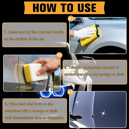 2Pcs Car Scratch Remover Wax, Universal Premium Polishing Compound for Deep Scratches, 2026 New Upgraded Car Paint Scratch Remover for Vehicles, 4 fl oz (120 ML), with Sponge and Cloth,White