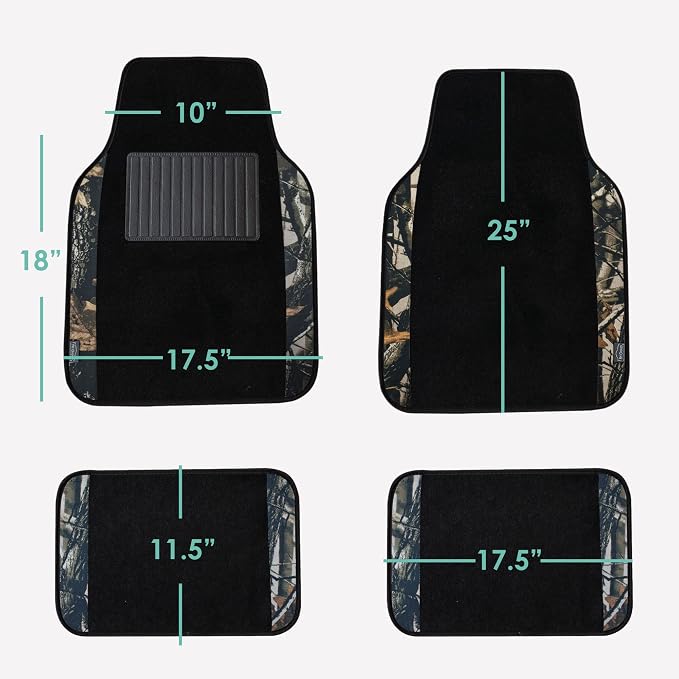 FH Group Automotive Floor Mats – Universal Fit Premium Carpet Car Mats with Driver Heel Pad, Full Set for Cars, SUVs & Trucks - Camo