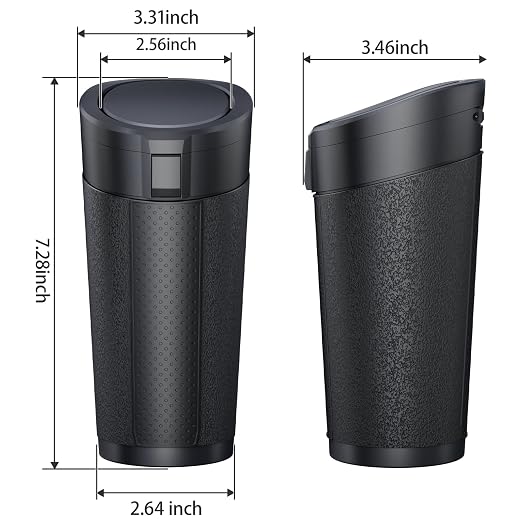 Car Trash Can Cup Holder with Lid, Cup Holder Trash Can for Car, Mini Vehicle Garbage Bin for Cup Holders and Door Pockets, 30 Bags, Black