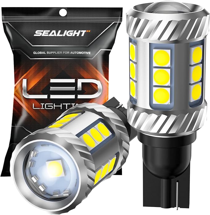 SEALIGHT 921 LED Bulb Reverse Light, W16W 912 906 T15 Backup Light 1000% Brighter Super Bright 921 Bulbs with Projector for Reverse Light Bulb 6000K White, Pack of 2