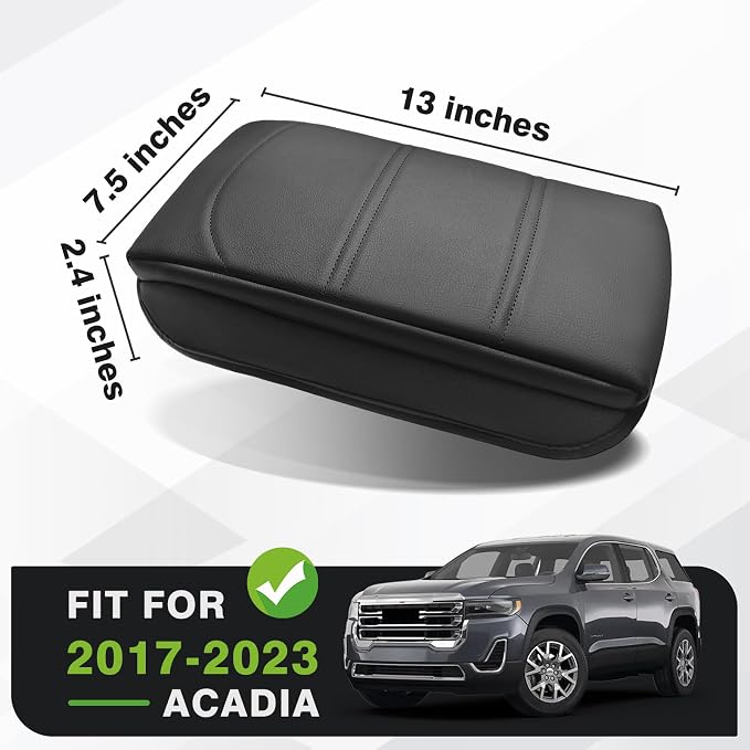 Muslogy Center Console Armrest Cover Fit for GMC Acadia 2017-2023 Accessories, Comfort Armrest Pad Console Lid Cushion Vegan Leather 1-Inch Extra Thick