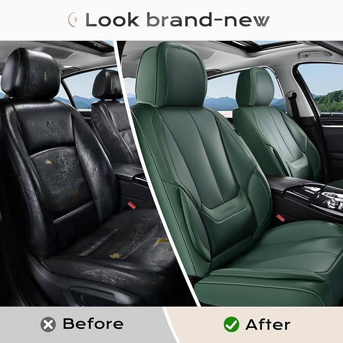 Coverado Car Seat Covers, Seat Covers for Cars, Waterproof Leather Auto Seat Protectors, Leather Car Seat Cushion, Car Interiors Accessories Universal Fit for Most Cars