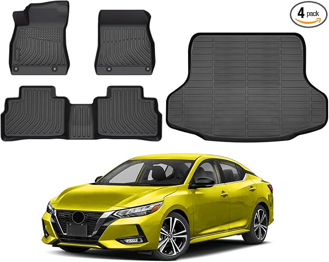 KUST Floor Mats Trunk Mat for Nissan Sentra 2020-2025 (Not for 2026), All Weather Floor Liners and Cargo Mat Custom Fit Sentra Accessories, TPE Rubber Mats Full Set of 4