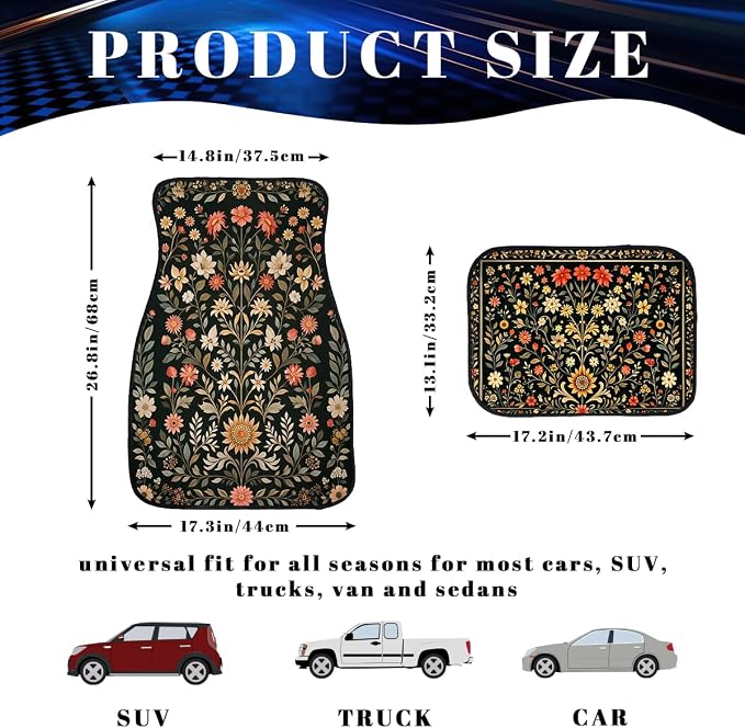 Christmas Car Floor Mats Set of 4 Red Plaid Truck Santa Tree Gift Automotive Foot Mats Rugs Carpet for Car Non-Slip Auto Car Accessories Universal Fit Car Accessories for Truck