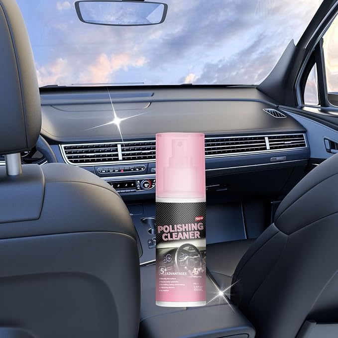2Pcs Polishing Cleaner Car Interior Spray, Car Interior Cleaner for Rubber, Leather& More, Multi-Surface Cleaning for Car Interior.