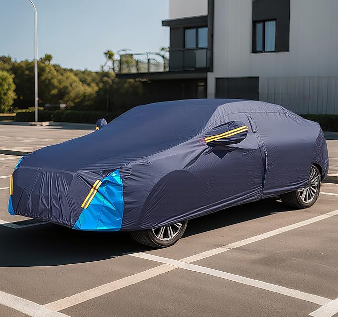 Car Cover Waterproof All Weather, 6 Layers Outdoor Full Exterior Cover Rain Sun UV Snowproof Protection with Zipper Cotton, Mirror Pocket for Honda Odyssey