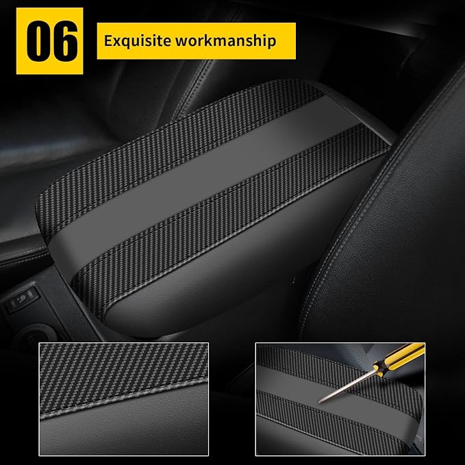 AOMSAZTO Console Covers for 2012-2015 Honda Civic Armrest Covers for Honda Civic Black with Carbon Fiber