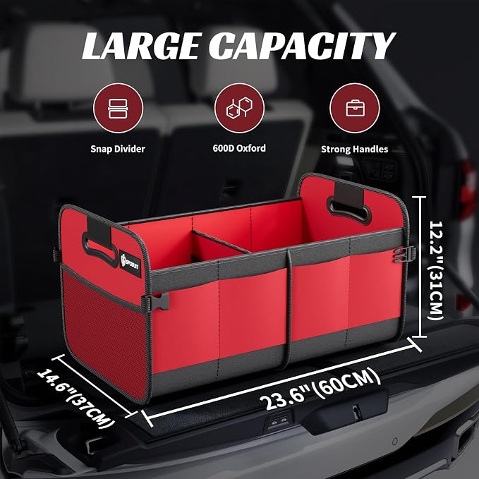 Sposuit Trunk Organizer for Car - 70L Collapsible Car Storage with 11 Pockets & Reinforced Handles, SUV Trunk Organizers for Grocery Cargo