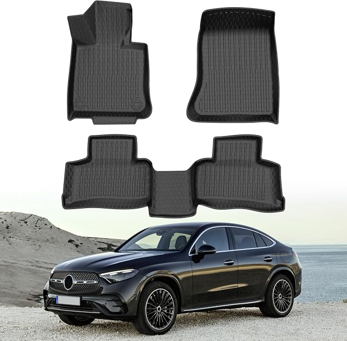 Mixsuper Custom Fit Floor Mats for Mercedes-Benz GLC 2023-2026 All Weather Floor Liners Front and Rear Row Set Black