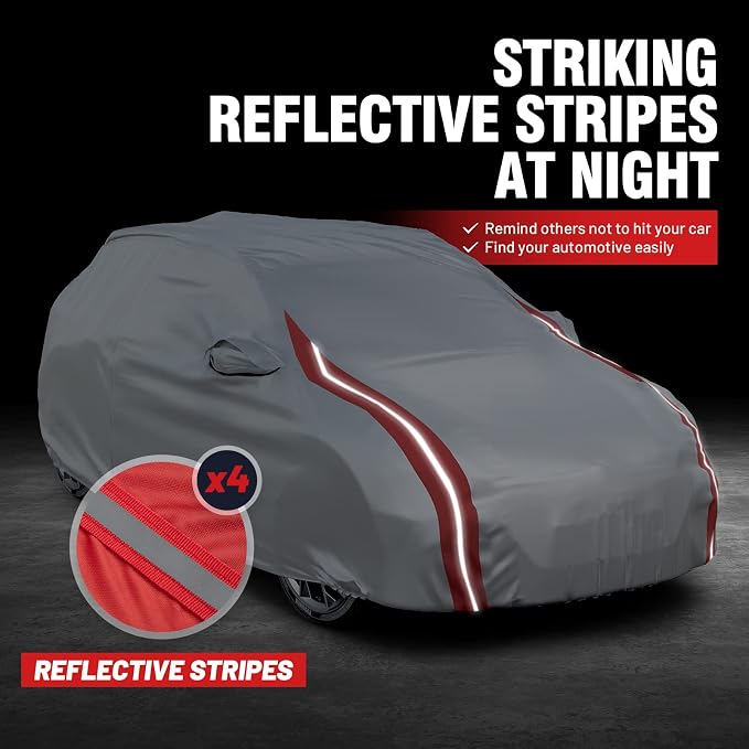 Favoto Car Cover Waterproof Custom Fit for Toyota RAV4 (2006-2026) | Windproof Heavy Duty Car Cover for Automobiles Outdoor with Reflective Strips All Weather Rain Dust Snow UV Protection