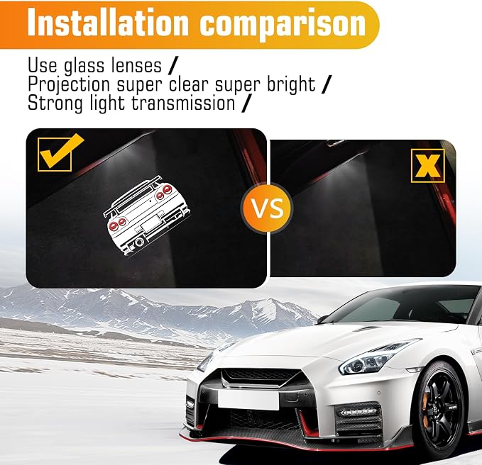 2PCS Car Door Logo Lights for GTR R35 R34 2007-2019, Courtesy & Puddle LED Welcome Lights Accessories