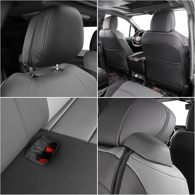 coverdream Sienna Car Seat Covers Custom Fit for 2011-2020 Toyota Sienna XLE,Limited,Limited Premium,2nd Row Captain Seats w/Foot Rest,Waterpoof Faux Leather Seat Protector(Full Set,Black/Gray)