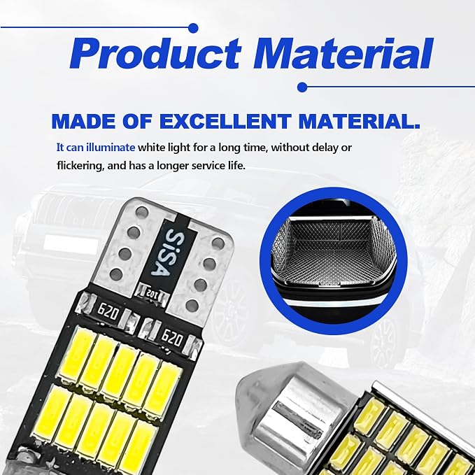 42 PCS Interior Car LED Dome Light Kit, Trunk Door Courtesy License Plate Light, white Super Bright White Dome Map Tail Cab Lights Bulb Kit Set, Car Dome Map Dash Door Trunk Indicator Light