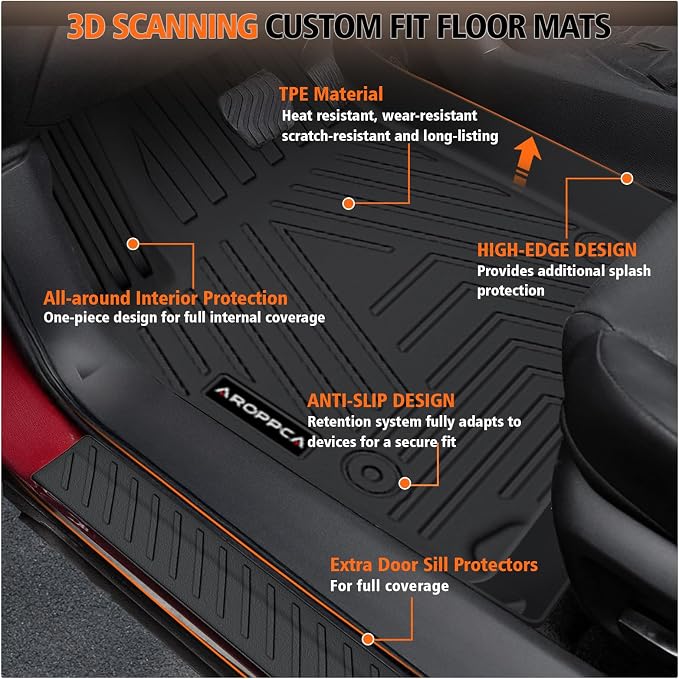 All Weather Floor Mats Cargo Liner with Backrest Mat for Chrysler Pacifica 2017-2025 Gas 7 Seater Touring (Non Hybrid & Non Pinnacle)/2020-2025 Chrysler Voyager for Pacifica Accessories