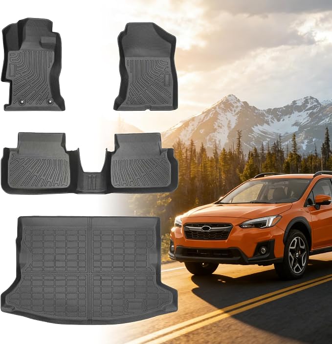 Floor Mats for Subaru Crosstrek 2018-2021-2023(NOT Hybrid) | for Subaru Impreza 2017-2023, Front Rear Mats & Cargo Mat,TPE Anti-Slip Waterproof Summer Winter Floor Liners Car Accessories