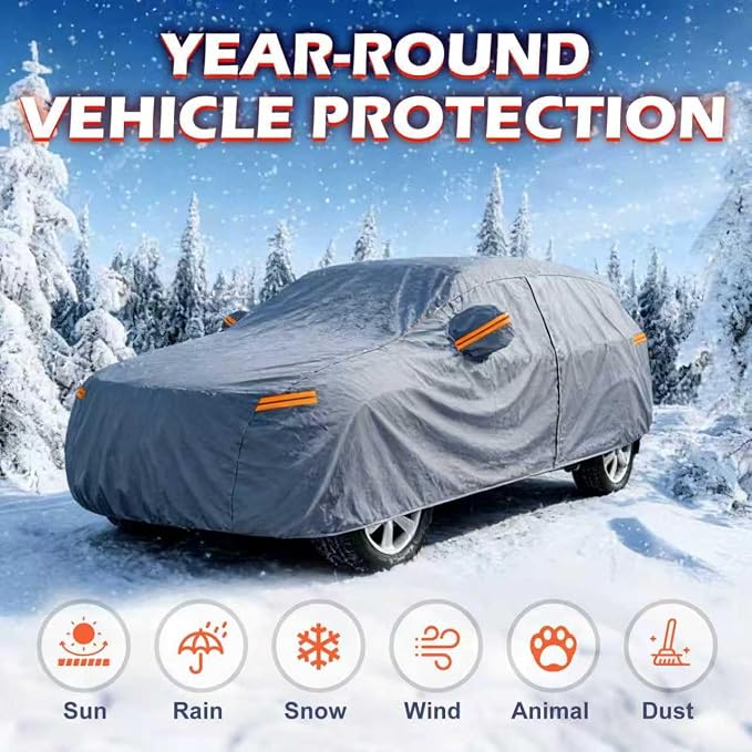 Coverlex Compact SUV Car Cover Univeral Fit for Jeep Compass, Audi Q3/Q4, BMW X1/X2, Nisan Kicks Rogue Sport, Subaru Crosstrek Forester, Toyota Corolla Cross RAV4, Mazda CX5
