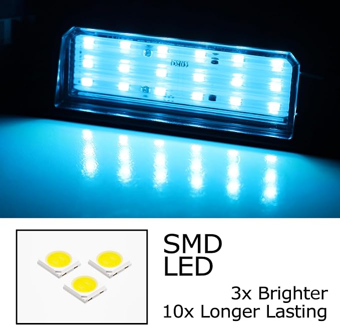 iJDMTOY Ice Blue Full LED License Plate Light Kit Compatible With Hyundai 2018-up Sonata Elantra, Kia 2017-up Niro Cadenza K7, 18-up Rio, 21-up K5, 18-SMD Aqua LEDs & Can-bus Error Free