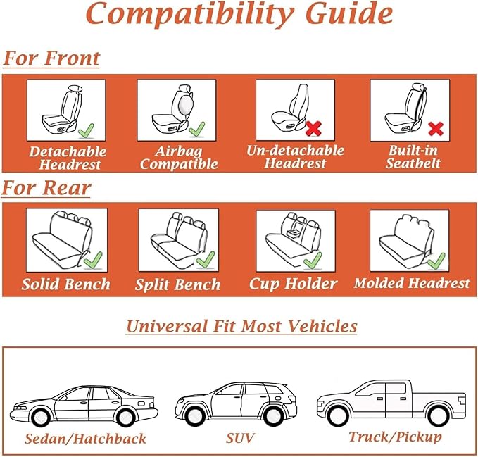 Coverado Car Seat Covers, Seat Covers for Cars, Waterproof Leather Auto Seat Protectors, Leather Car Seat Cushion, Car Interiors Accessories Universal Fit for Most Cars