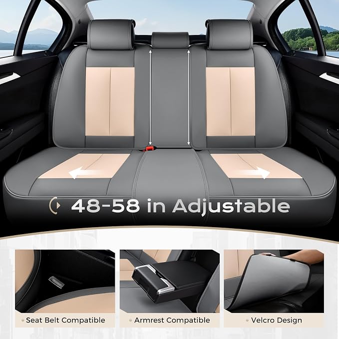 Coverado Car Seat Covers, Seat Covers for Cars, Waterproof Leather Auto Seat Protectors, Leather Car Seat Cushion, Car Interiors Accessories Universal Fit for Most Cars