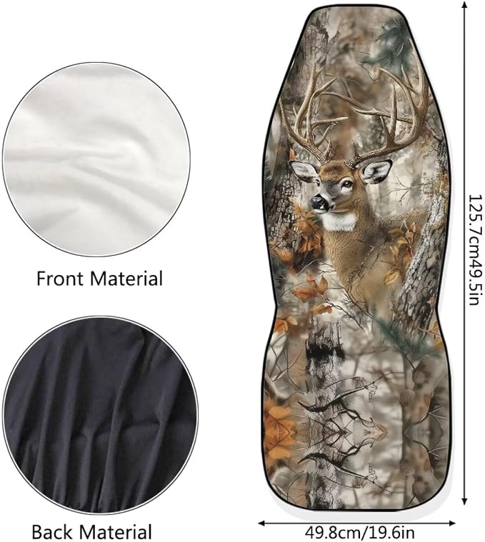 Deer Seat Cover for Cars Washable Hunting Forest Car Seat Covers Front Seats Full Protection Auto Interior Covers Easy Installation Compatible with Most Cars,SUV,Sedan