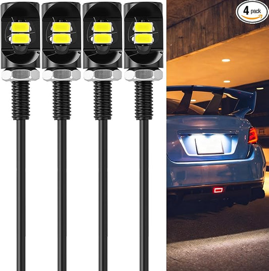 Frienda 4 Pcs License Plate Light 12v LED Motorcycle License Plate Light Waterproof Tag Screw Bolt Lamp Black Aluminium Bulb Holder Legal for Car Truck Motorcycle Bike Rv Atv Holder (2 Smd)