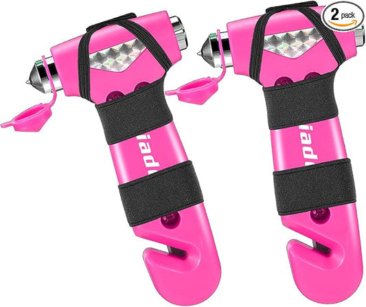 Car Safety Hammer, 2 Pack Automotive Escape Tool with Car Window Breaker and Seatbelt Cutter, Glass Breaker Car Essentials Emergency Escape Tool for Women