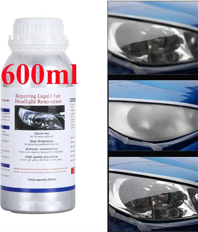 ROYWOO Headlight Repair Kit,Automobile Headlight Restoration Kits with 600ML Repair Liquid,Car Headlight Polish Repair Tool for Repair Headlight Yellowing, Haze, Scratches