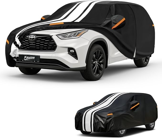 Kayme Toyota Highlander Car Cover Waterproof All Weather for Automobiles, Custom Fit for Highlander (2000-2026), Gift with Tape/Towel, Outdoor Full Exterior Cover Rain Snow Sun UV Protection.