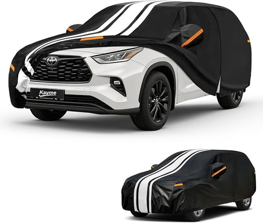 Kayme Toyota Highlander Car Cover Waterproof All Weather for Automobiles, Custom Fit for Highlander (2000-2026), Gift with Tape/Towel, Outdoor Full Exterior Cover Rain Snow Sun UV Protection.