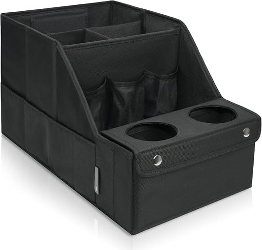 MULISOFT Car Seat Organizer- Backseat Car Organizer with 11 Storages Compartments and 2 Cup Holders, Organizers and Storage, Front Seat for Travel Kids,Black | Made from durable Oxford fabric with a waterproof surface, anti-slip buckles, and a foldable...