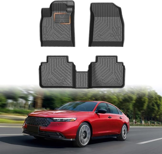 Mixsuper Accord Floor mats-Floor mat for Honda Accord (Include Hybrid) 2023-2026,All Weather TPE Rubber Floor Liners Protection for Accord Accessories,2 Row Anti-Slip Car Mats, Black