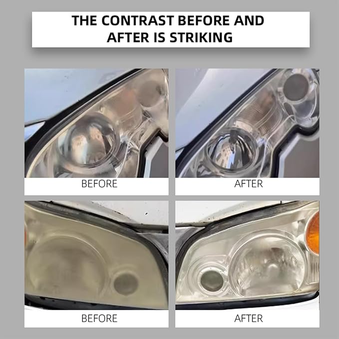 Headlight Restoration Kit, Removes Oxidation & Yellowing, UV Coating (5) | 180ml polish + 10ml ceramic coating, sponge & towel; for cars, trucks, SUVs, motorcycles; long-lasting UV protection