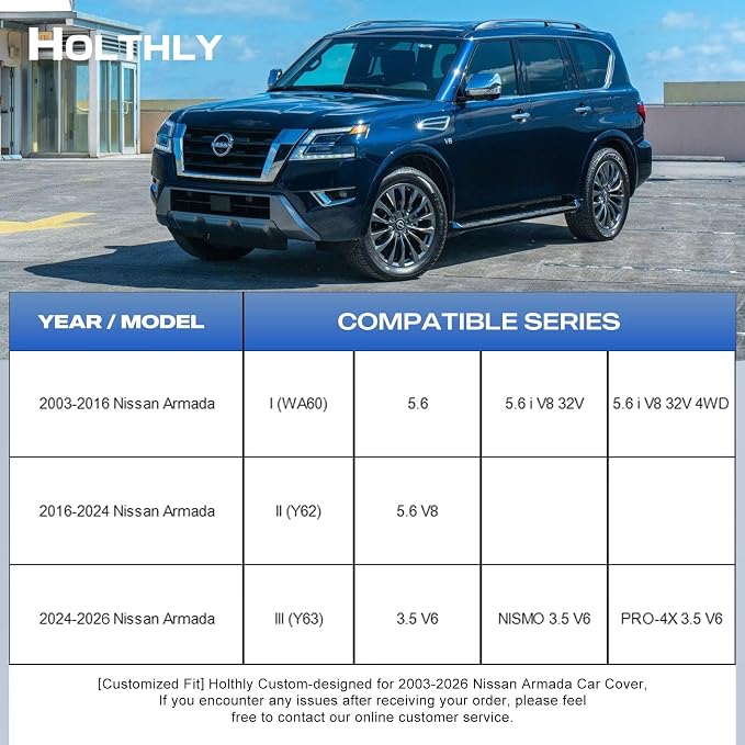 10 Layers SUV Car Cover Custom Fit for Nissan Armada (2003-2026), Waterproof All Weather for Automobiles, Outdoor Full Cover Sun Dust Rain Protection with Cotton. Silver
