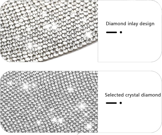 BetterJonny 10PCS Crystal Scratch Protector, Rhinestone Car Bling Scratch Protector for Women and Girls (Silver)