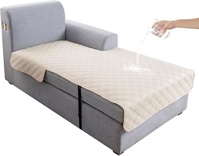 Genina L Shape Couch Cover, Sectional Couch Chaise Covers, Waterproof Washable Sofa Covers for Right L Shape Chaise Lounge, Anti-Slip Sofa Slipcovers for Dogs Cats Pet Friendly(Beige)