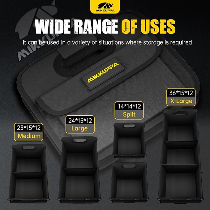 MIKKUPPA Car Trunk Organizer - 70L Collapsible Trunk Organizer with Reinforced Handles for Groceries, Car Storage Organizers for SUV Auto Truck Van with Non Slip Bottom (Black)