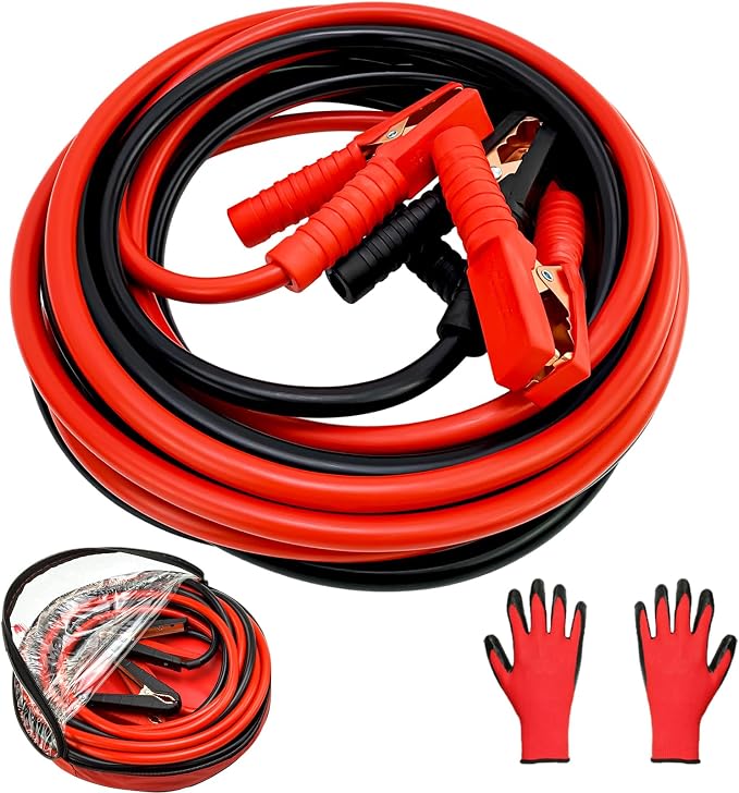 Jumper Cables, 0 Gauge 3000AMP 20FT,Heavy Duty Automotive Booster Cables for 12V/24V Car, SUV &Truck Battery, with Strong Clamps & Thiekened Inner Core, Carry Bag and Gloves Included