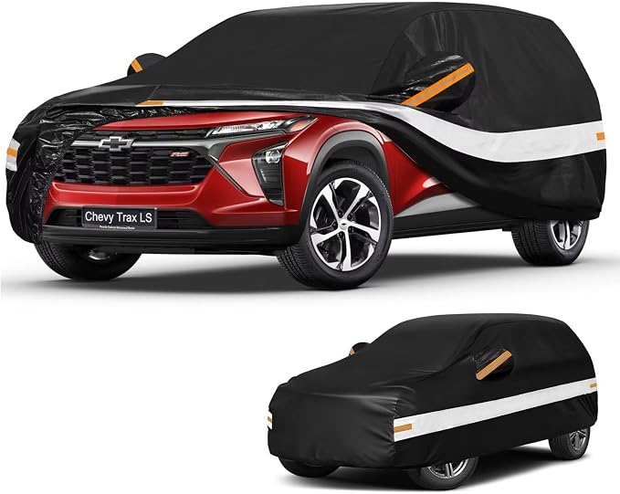 10 Layers SUV Car Cover Custom Fit for Chevrolet Chevy Trax (2013-2026) 1RS, LT, 2RS, ACTIV, Waterproof All Weather for Automobiles, Outdoor Full Cover Sun Dust Protection with Cotton. Black
