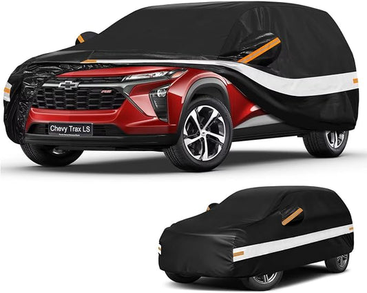 10 Layers SUV Car Cover Custom Fit for Chevrolet Chevy Trax (2013-2026) 1RS, LT, 2RS, ACTIV, Waterproof All Weather for Automobiles, Outdoor Full Cover Sun Dust Protection with Cotton. Black