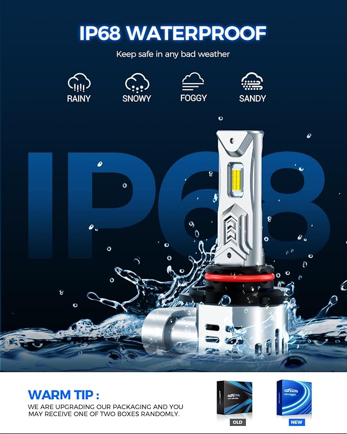 9006/HB4 Light Bulbs, 60,000LM 1200% Brightness, 80000+ Hours Lifespan, 6500K Pure White H13/9008 Light Conversion Kits, Plug N Play, Pack of 2