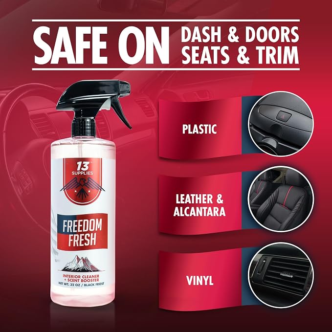 Freedom Fresh Car Interior Cleaner Spray, Black Frost, 32 oz | Auto Cleaner for Headliner, Mats, Interior Vehicle Cleaning, Car Dashboard Cleaner Stain Remover, Restores Shine