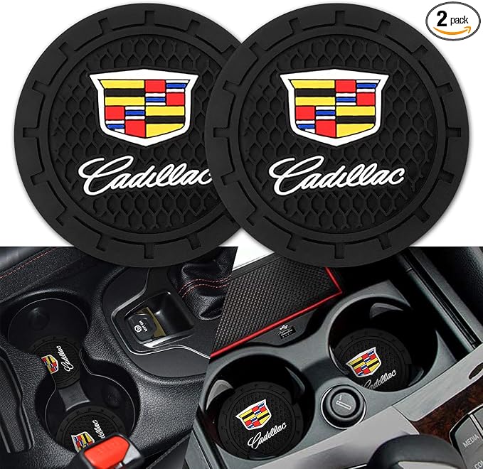 Car Cup Holder Coaster for Cadillac Series Recessed Silicone Cupholder Coaster Interior Accessories 2.75in 2Pieces Black