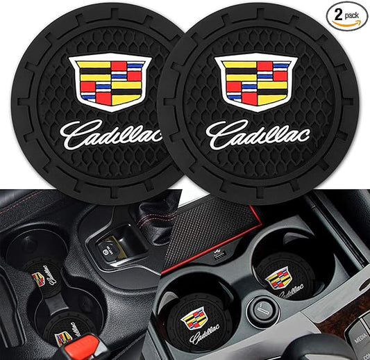 Car Cup Holder Coaster for Cadillac Series Recessed Silicone Cupholder Coaster Interior Accessories 2.75in 2Pieces Black