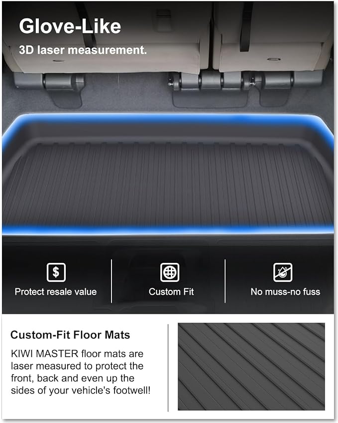 Kiwi Master Cargo Mat for 2018-2026 Honda Odyssey | Custom Fit, All Weather Rear Cargo Liner, Heavy Duty TPE Tray Trunk Mat, Black
