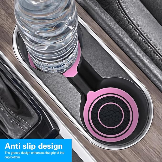 Mandark Car Cup Holder Coaster, 2.75 Inch Non-Slip Vehicle Cup Holder Insert Mats, Dustproof Automotive Interior Console Cup Insulated Pads Accessories, Universal for SUV, Sedan, Truck (Pink)
