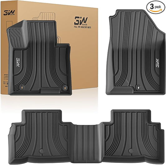 3W Floor Mats Fit 2022-2025 2026 Hyundai Tucson (Not for Hybrid), All Weather TPE Custom Fit Car Floor Liners 1st & 2nd Row, Black