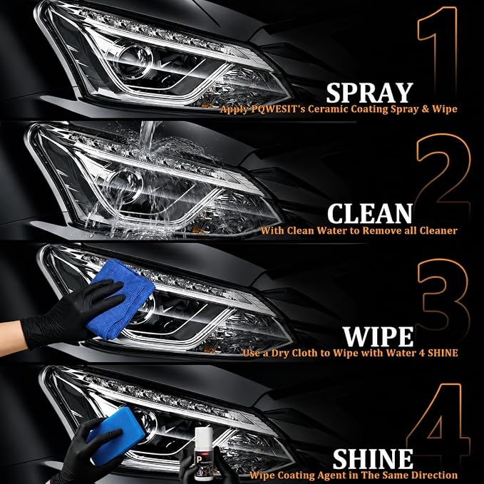 Car Headlight Restoration Kit – Headlight Cleaner & Restorer Kit with Restoration Spray, No Power Tools Required, Restores Yellowed & Oxidized Headlights to Like-New Clarity, For All Vehicle Types